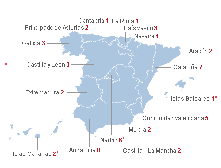 Mapa reparto de senadores por Comunidades Autnomas
