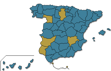 Mapa coloreado segn los resultados de la candidatura comparados con los resultados de 2008