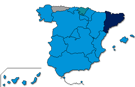 Mapa coloreado seg�n la candidatura ganadora en cada comunidad